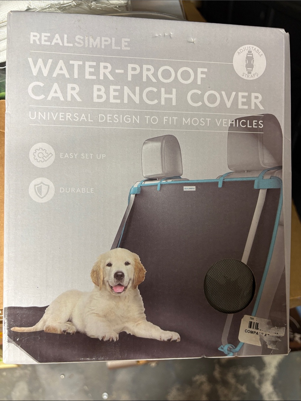 Real Simple Black Car Bench Cover